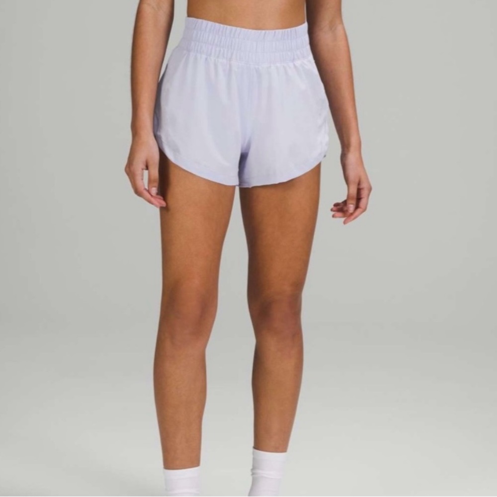 Lululemon Track That High-Rise Lined Short 3” | Pastel Blue | size 4